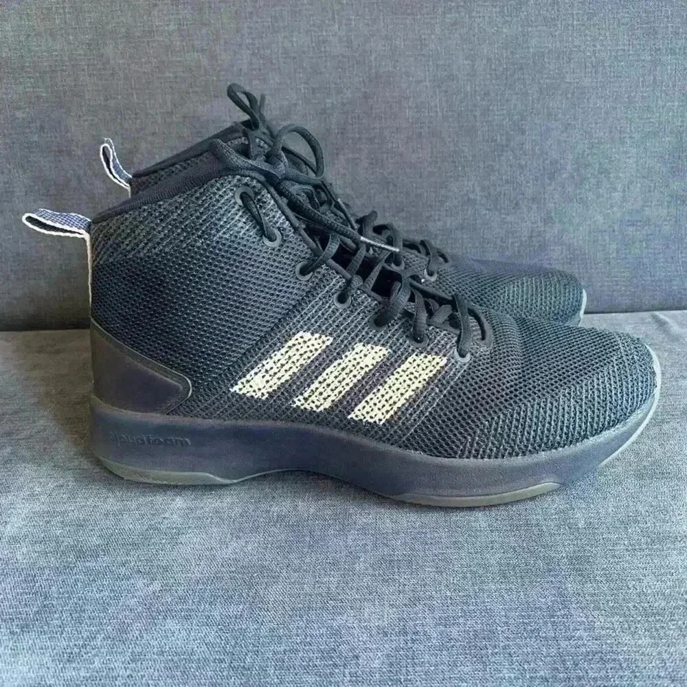 Men’s Adidas Cloudfoam Hightop Lace Up Blue and White Sneakers Size 8.5